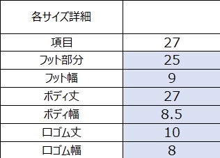 サイズチャート