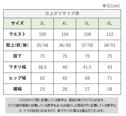サイズチャート