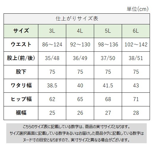 サイズチャート