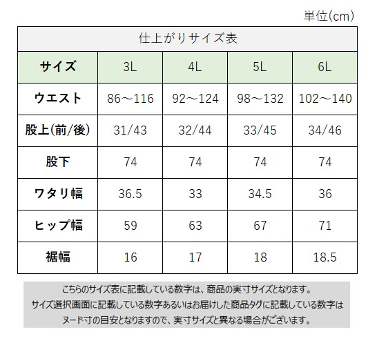 サイズチャート