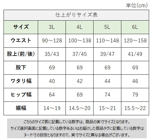 サイズチャート