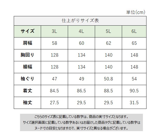 サイズチャート