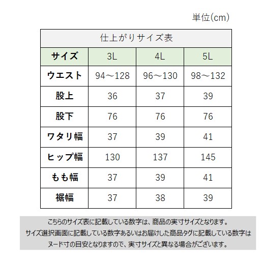 サイズチャート