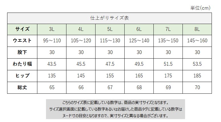 サイズチャート