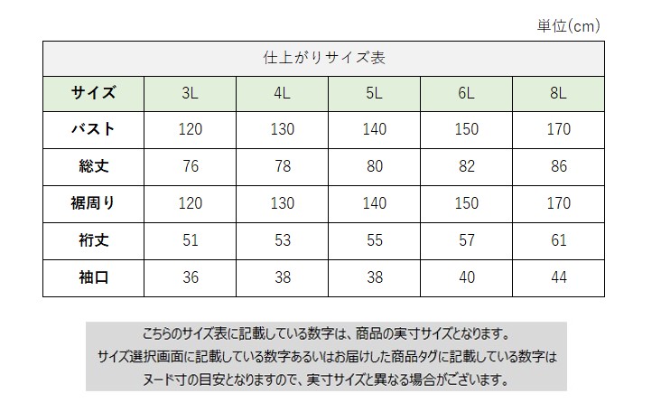 サイズチャート