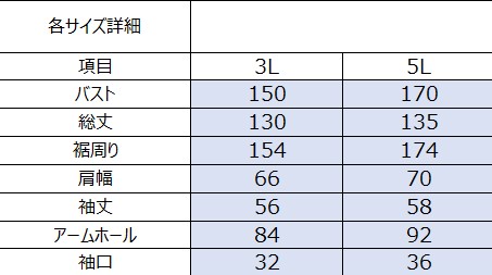 サイズチャート