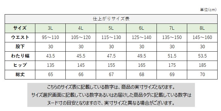 サイズチャート