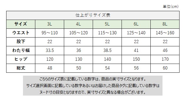 サイズチャート