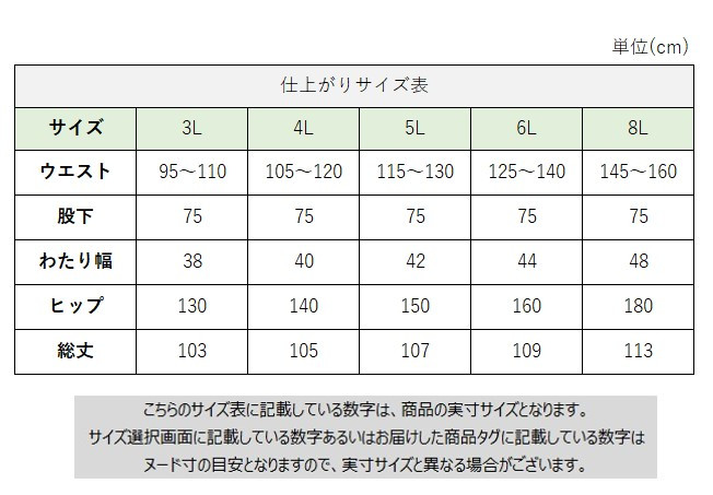 サイズチャート