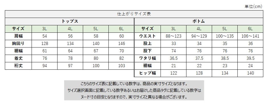 サイズチャート