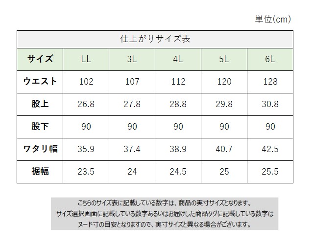サイズチャート