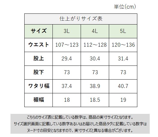 サイズチャート