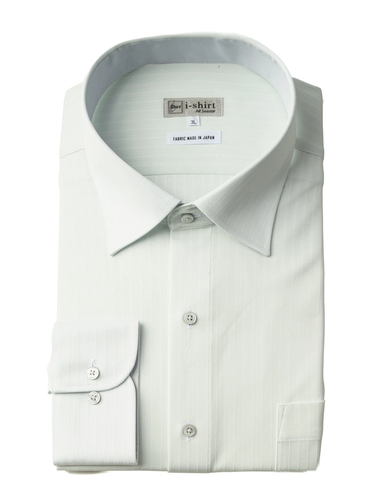 【完全ノーアイロン】長袖アイシャツ別生地切替柄コミセミワイド