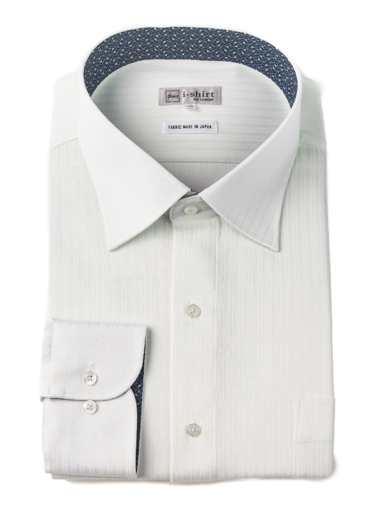 【完全ノーアイロン】長袖アイシャツストライプ調セミワイド大きいサイズ