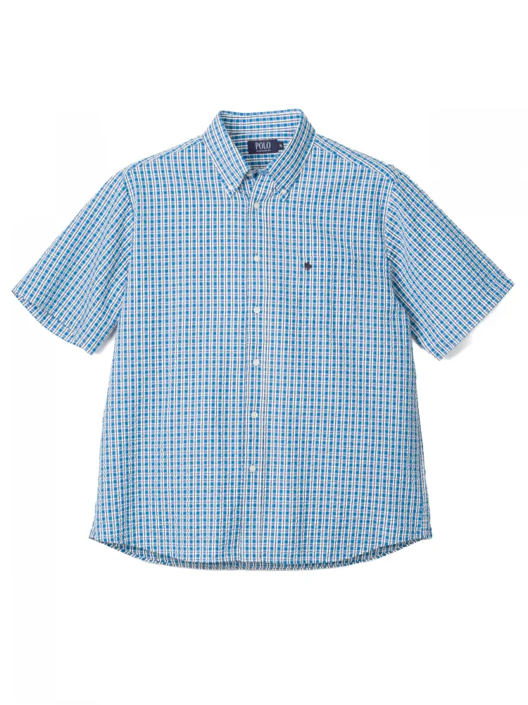 【POLOB.C.S(ポロ・ビーシーエス)】T/CシアサッカーチェックBDシャツ大きいサイズ