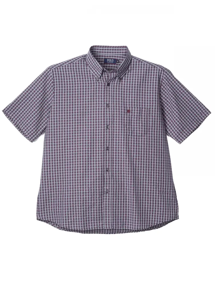 【POLOB.C.S(ポロ・ビーシーエス)】T/CシアサッカーチェックBDシャツ大きいサイズ