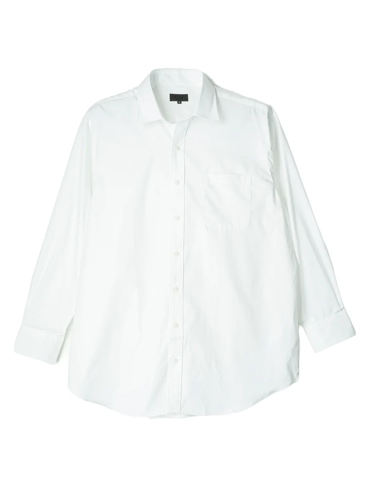 【EL.FOURBANWORKS(エルフォアーバンワークス)】オーガニックコットン混ピンオックス無地セミワイドシャツ