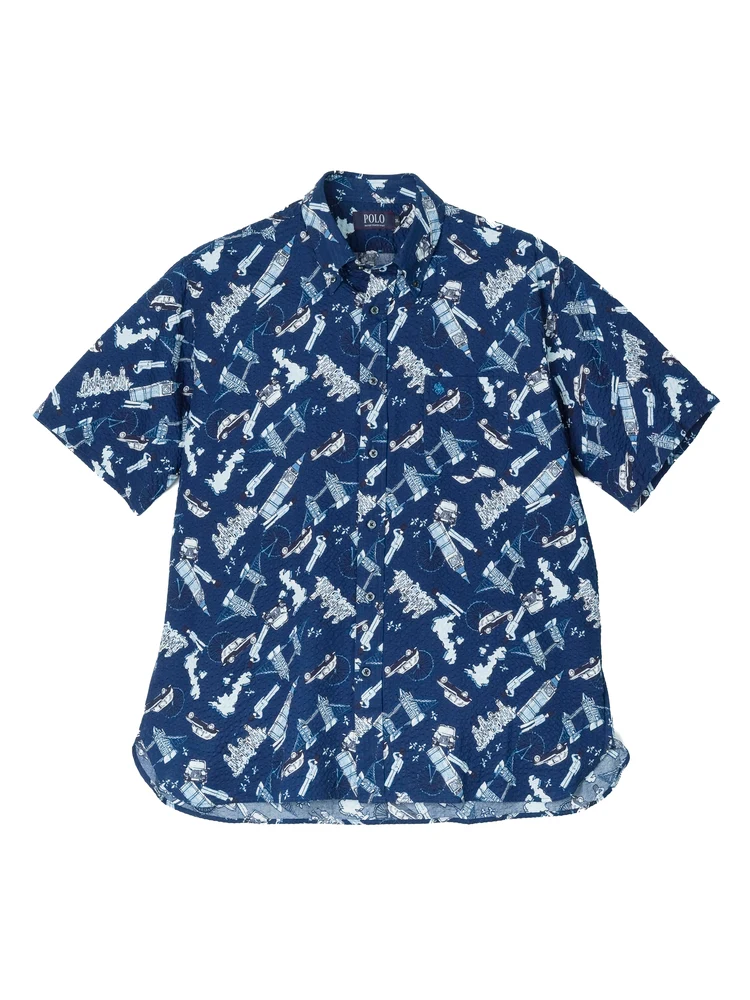 【POLOB.C.S(ポロ・ビーシーエス)】リップルロンドンプリントシャツ大きいサイズ