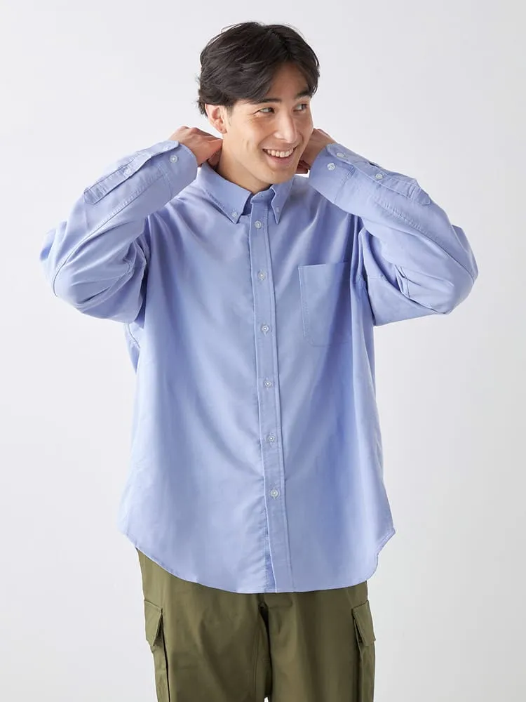 【EL.FO】オックスボタンダウン長袖シャツ大きいサイズ