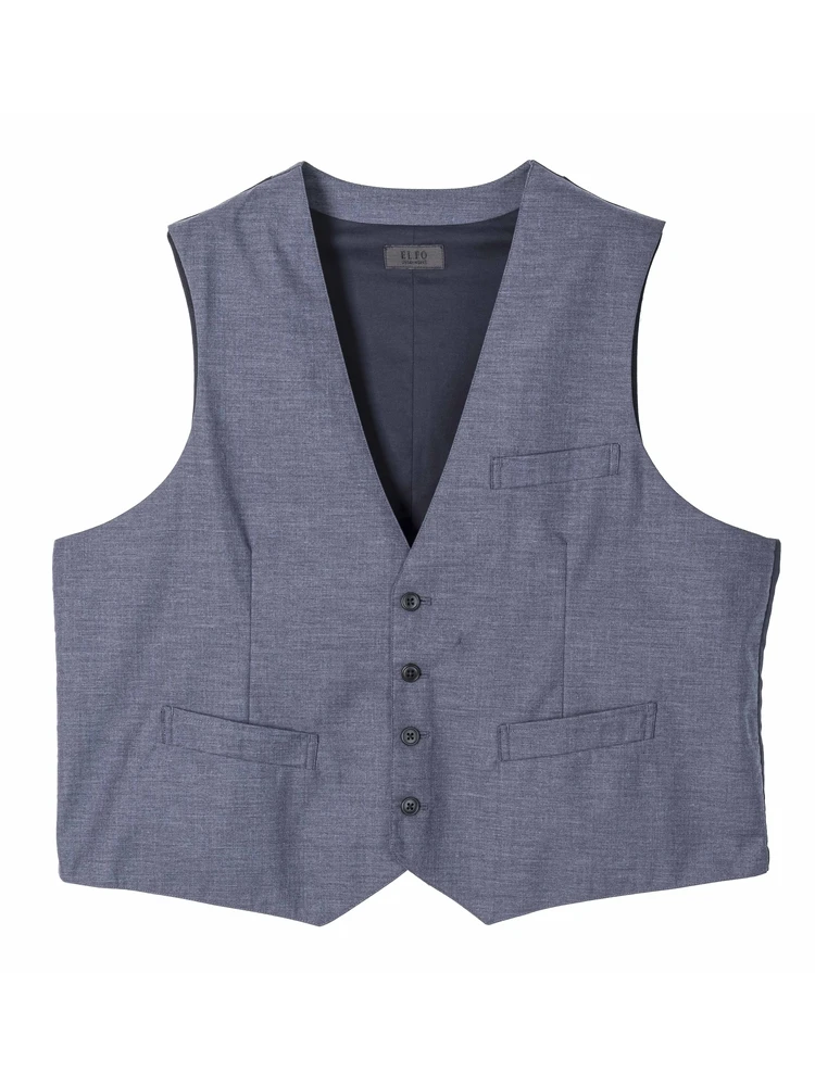 【EL.FOURBANWORKS(エルフォアーバンワークス)】ウールライクヘリンボンベスト【背裏ストレッチ】【ウォッシャブル】大きいサイズ