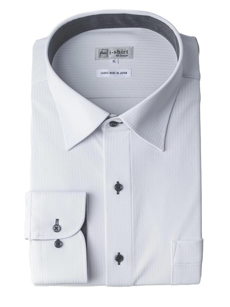 【完全ノーアイロン】長袖アイシャツ別生地切替セミワイド