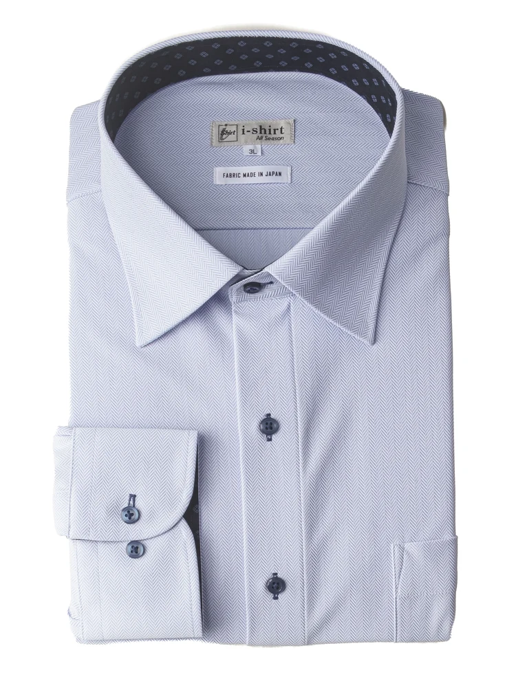 【完全ノーアイロン】長袖アイシャツ別生地切替セミワイド