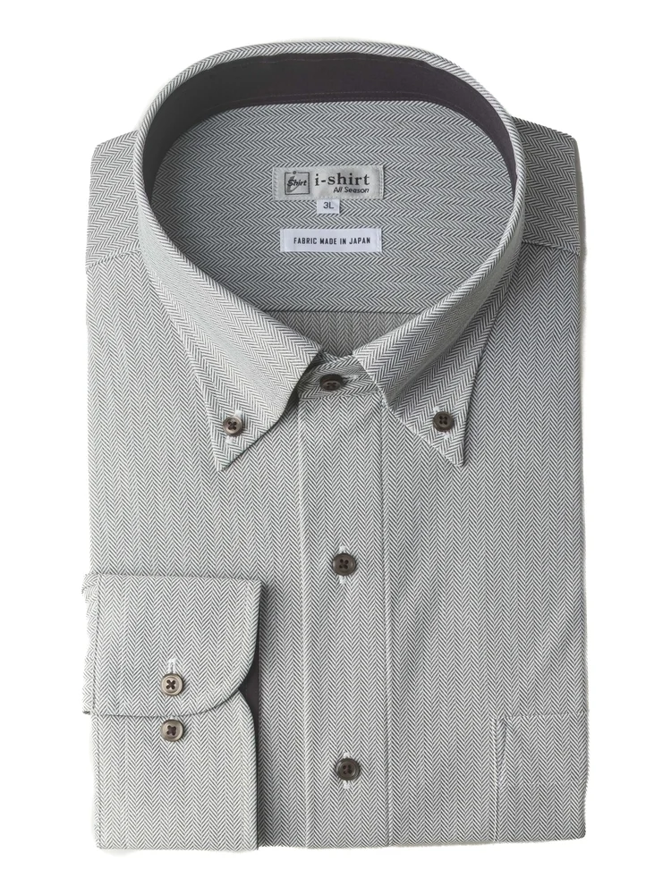 【完全ノーアイロン】長袖アイシャツ別生地切替ボタンダウン
