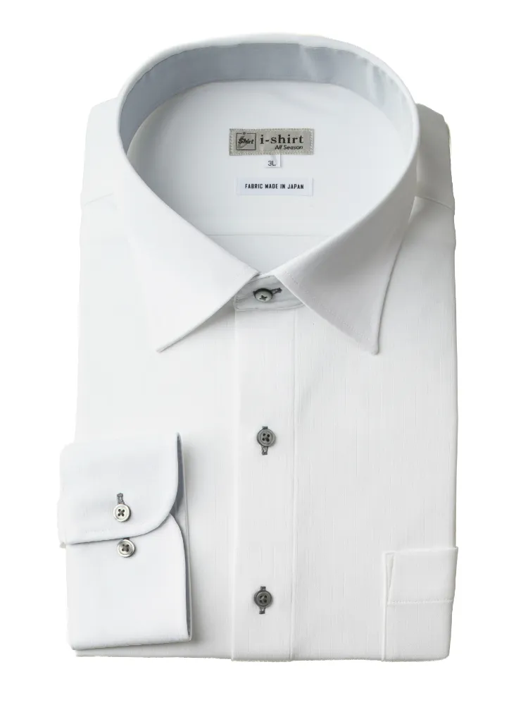 【完全ノーアイロン】長袖アイシャツ別生地切替柄コミセミワイド