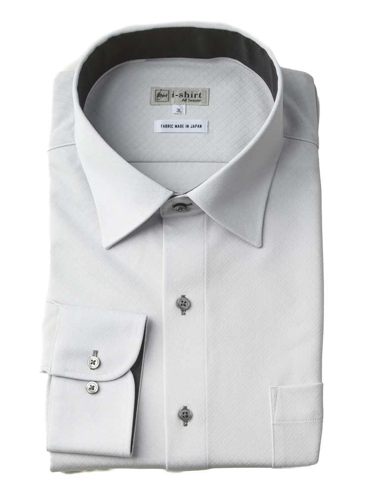 【完全ノーアイロン】長袖アイシャツ別生地切替柄コミセミワイド