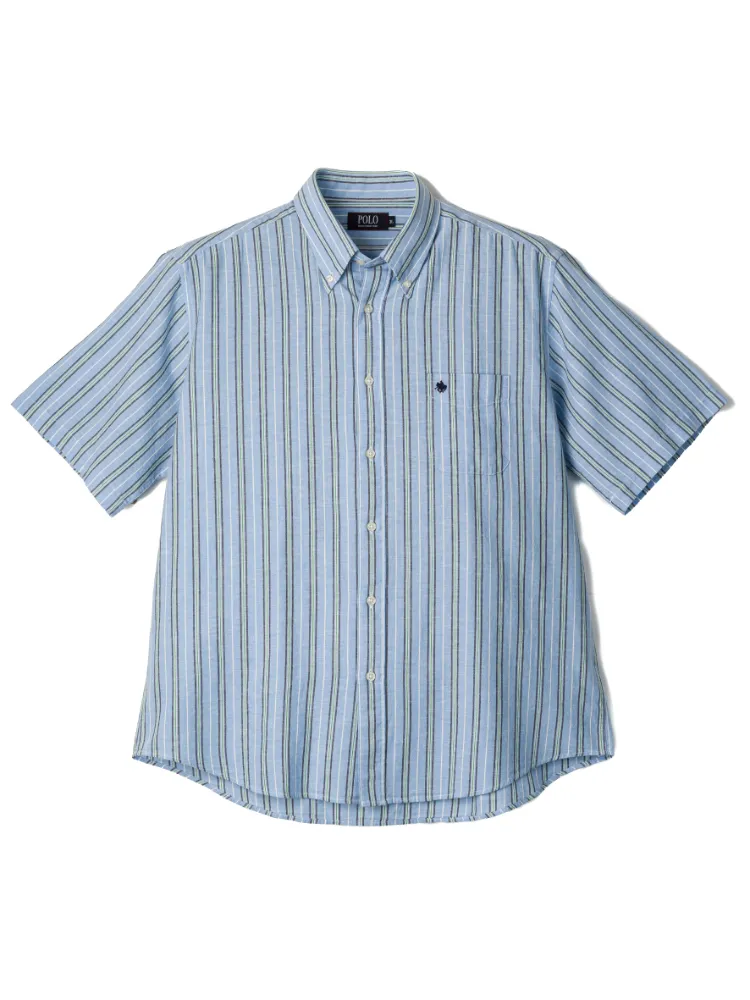 【POLOB.C.S(ポロ・ビーシーエス)】コットンリネンストライプチェック