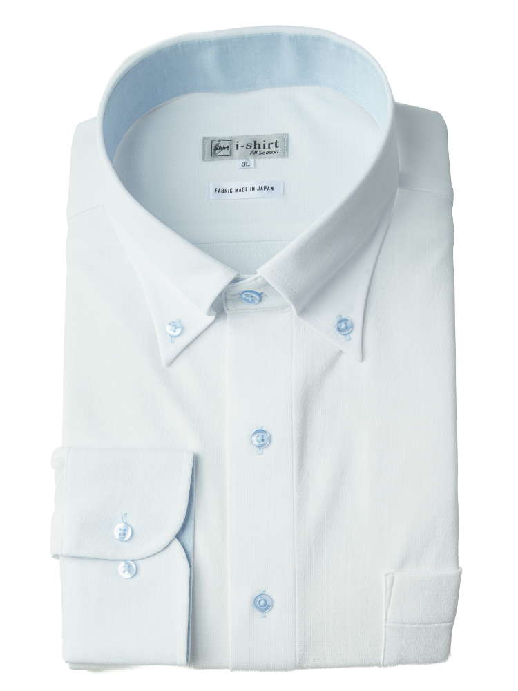 【完全ノーアイロン】長袖アイシャツ別生地切替DRYAIR柄コミボタンダウン