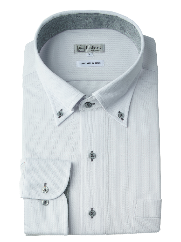 【完全ノーアイロン】長袖アイシャツ別生地切替DRYAIR柄コミボタンダウン