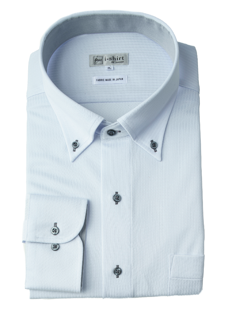 【完全ノーアイロン】長袖アイシャツ別生地切替DRYAIR柄コミボタンダウン