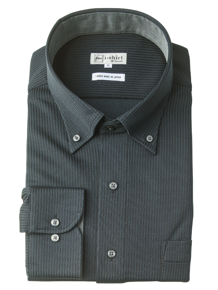 【完全ノーアイロン】長袖アイシャツ別生地切替DRYAIR柄コミボタンダウン
