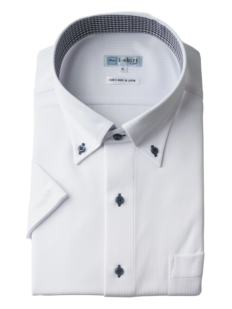 【完全ノーアイロン】半袖アイシャツ別生地切替DRYAIR柄コミボタンダウン
