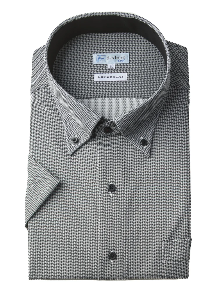 【完全ノーアイロン】半袖アイシャツ別生地切替DRYAIR柄コミボタンダウン