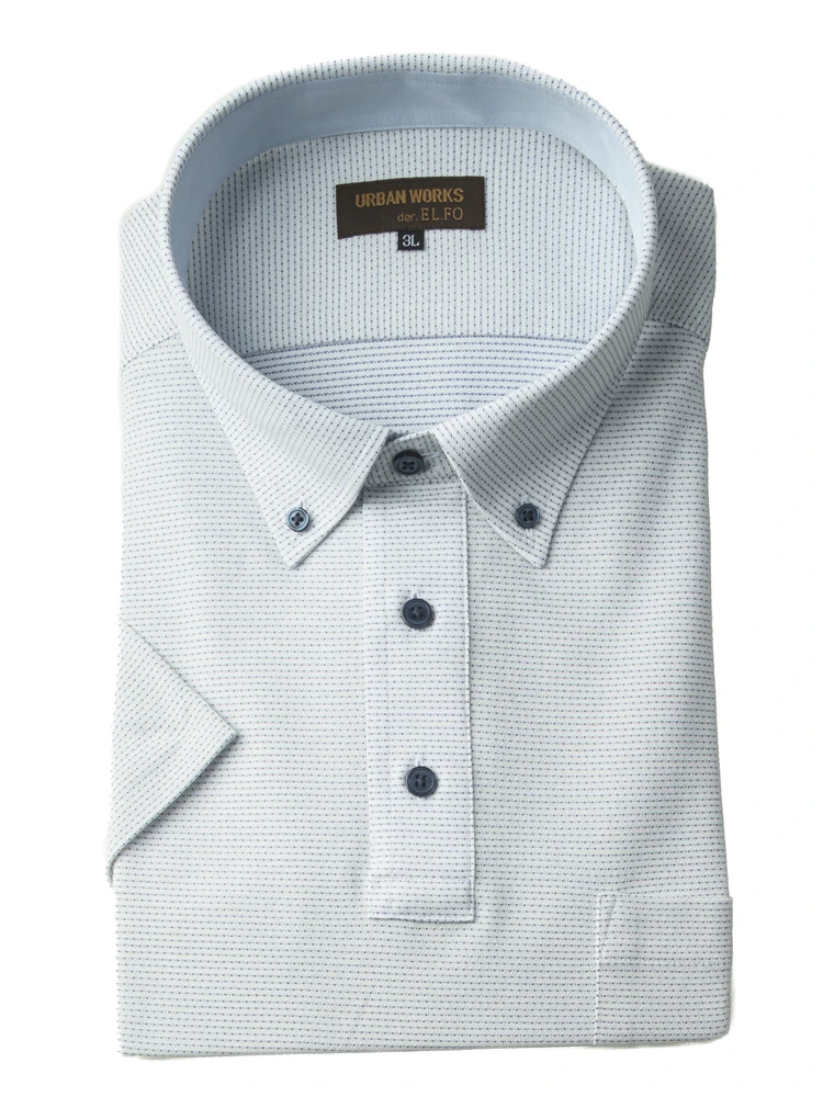 【アーバンワークス】刺し子調BIZポロシャツボタンダウン半袖