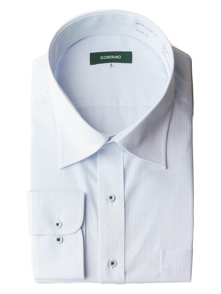 【形態安定】先染めセミワイド長袖大きいサイズ