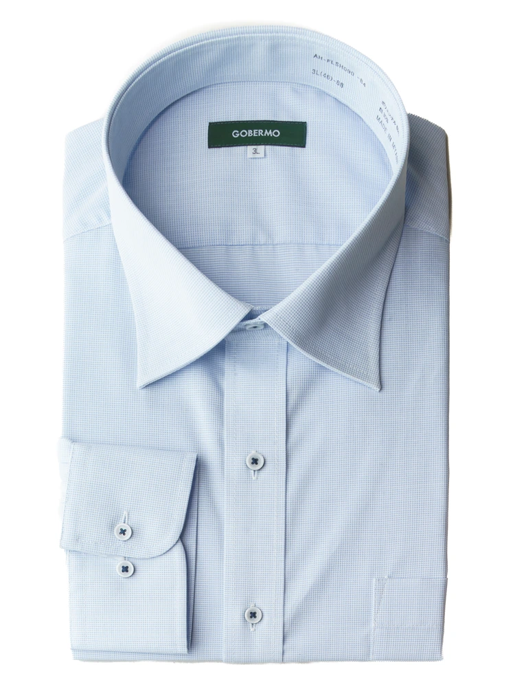 【形態安定】先染めセミワイド長袖大きいサイズ