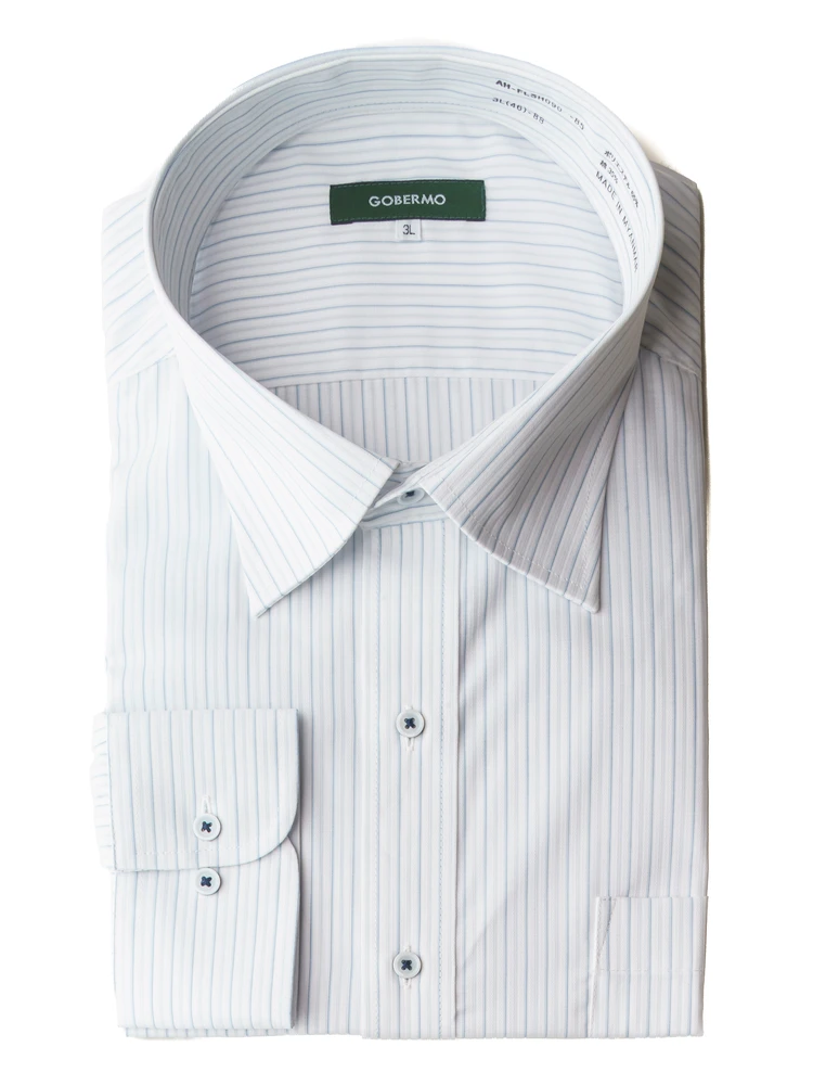 【形態安定】先染めセミワイド長袖大きいサイズ