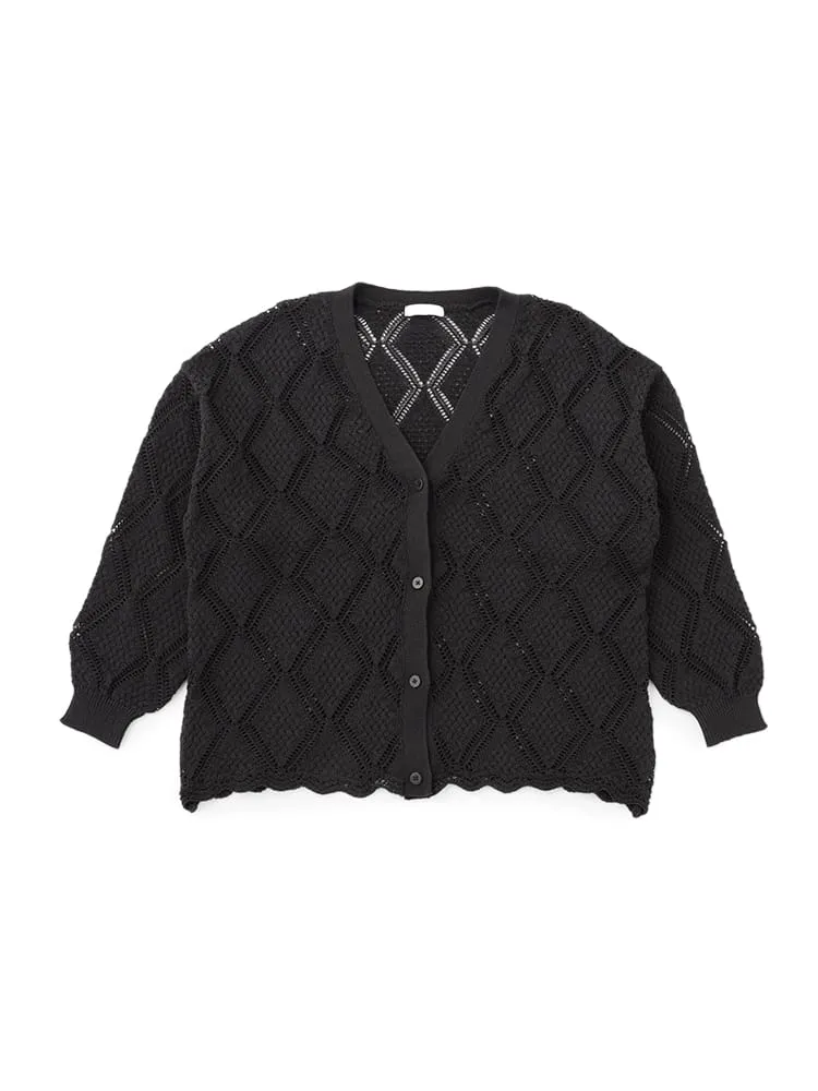 【Viola(ビオラ)】Vネック透かし柄カーディガン