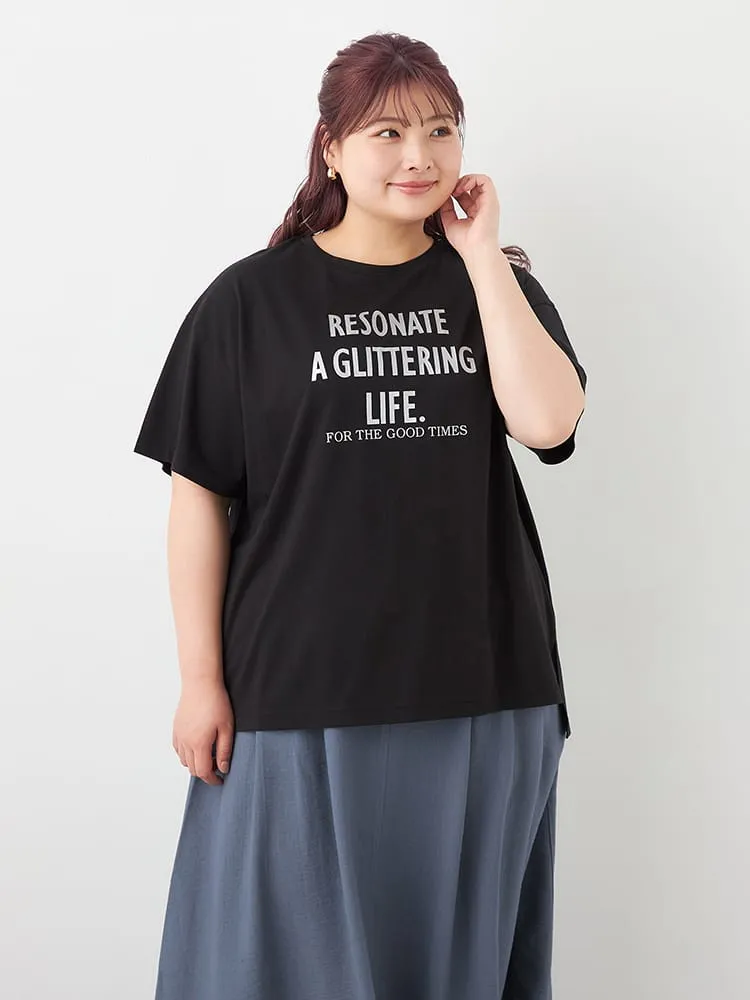 【Viola(ビオラ)】箔ロゴPTスリットTシャツ