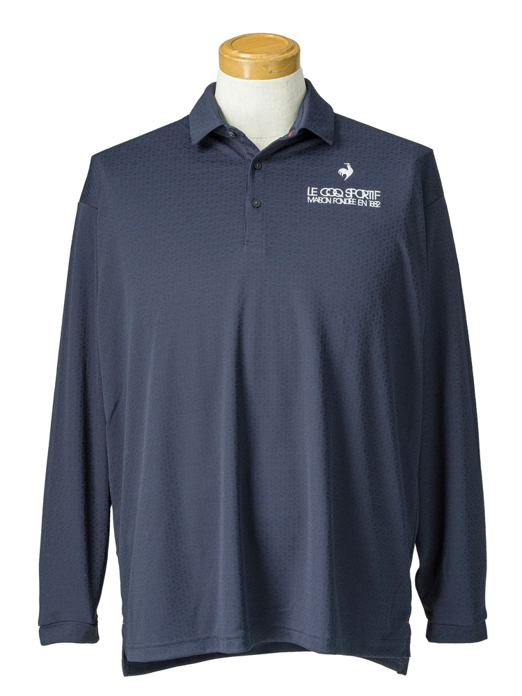 【ルコックゴルフ】トライアングルジャガード長袖シャツ大きいサイズ