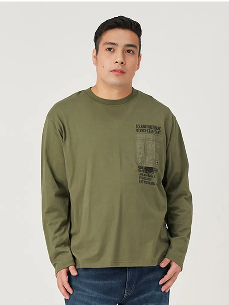 【REDBERETS(レッドベレー)】合繊ポケット長袖ミリタリーTシャツ大きいサイズ