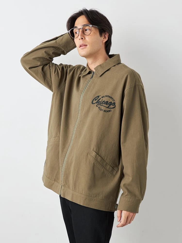 【WILDER&WEST】キャンバスドリズラー刺繍ブルゾン大きいサイズ