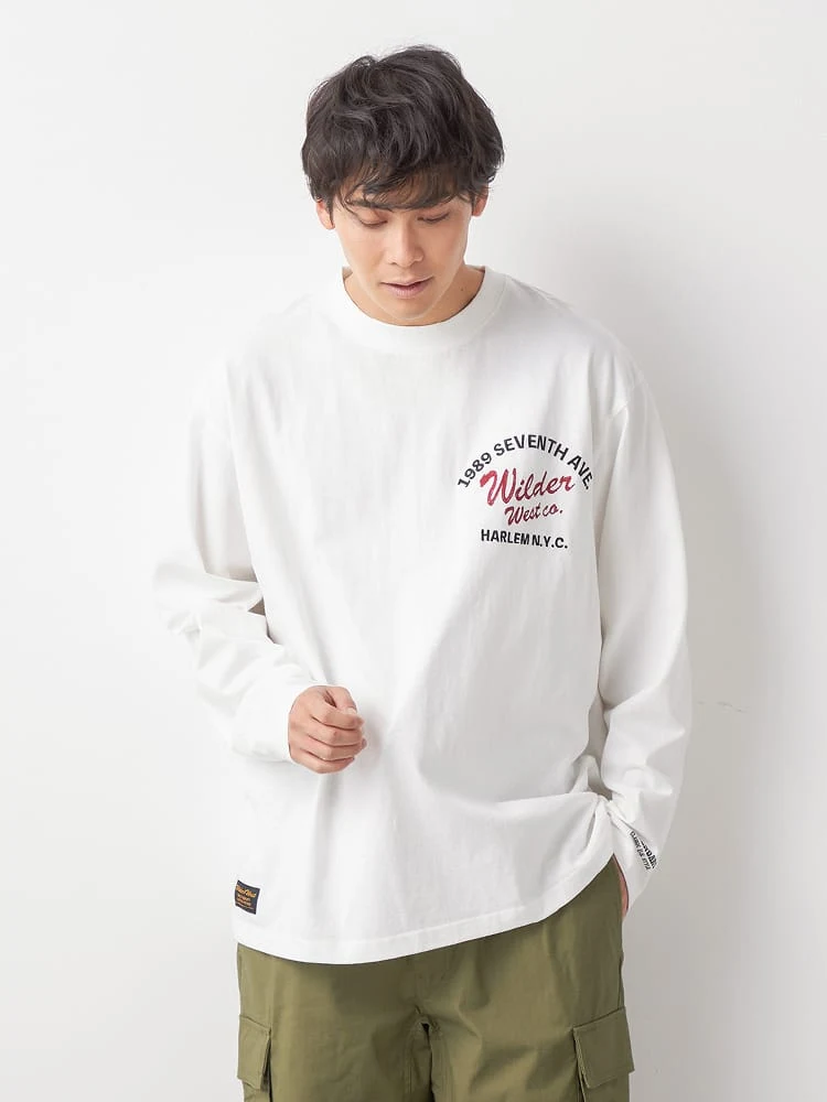 【WILDER&WEST】空紡天竺アメリカン刺繍Tシャツ