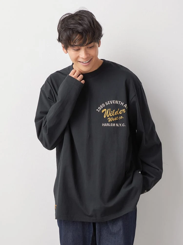 【WILDER&WEST】空紡天竺アメリカン刺繍Tシャツ