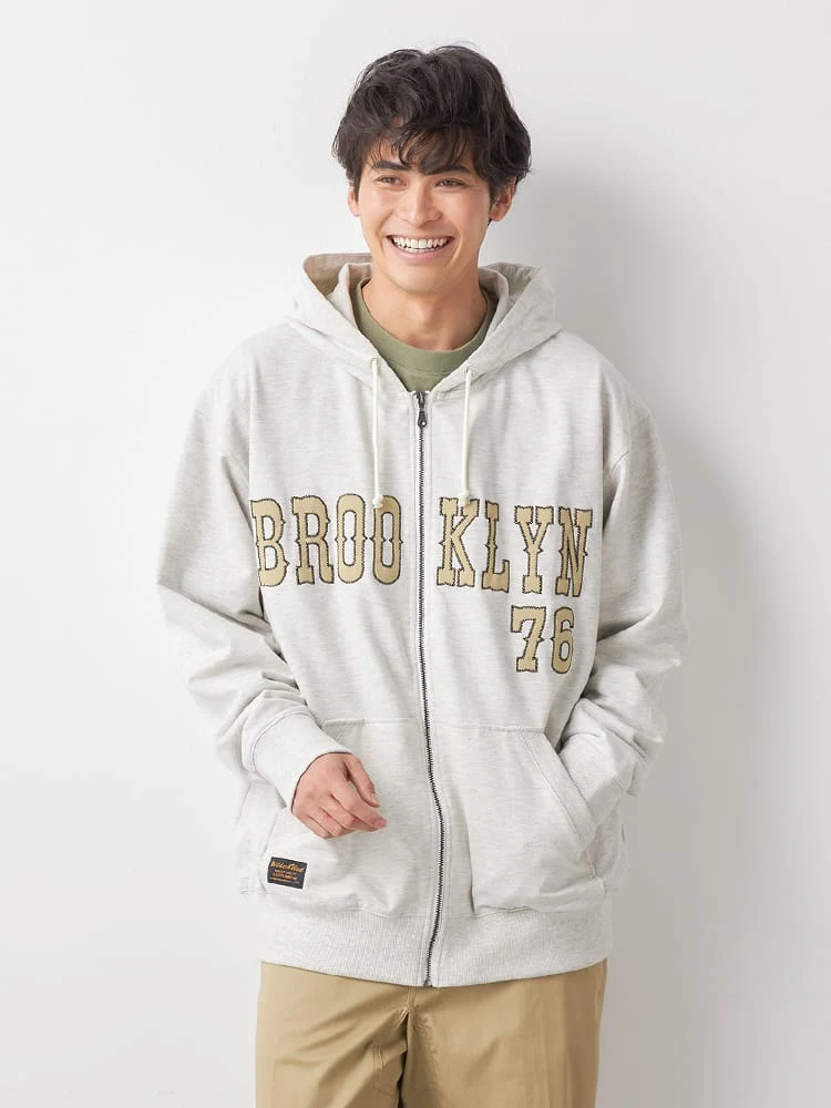 【WILDER&WEST】ミニ裏毛ツイルワッペンスウェットパーカー