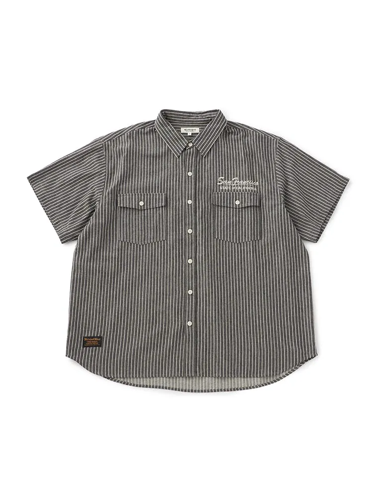 【WILDER&WEST】CRヘリンボーンストライプシャツ