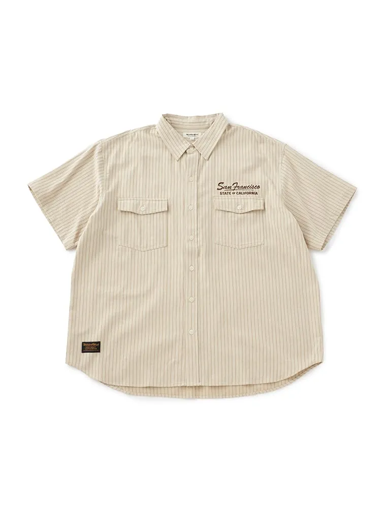 【WILDER&WEST】CRヘリンボーンストライプシャツ